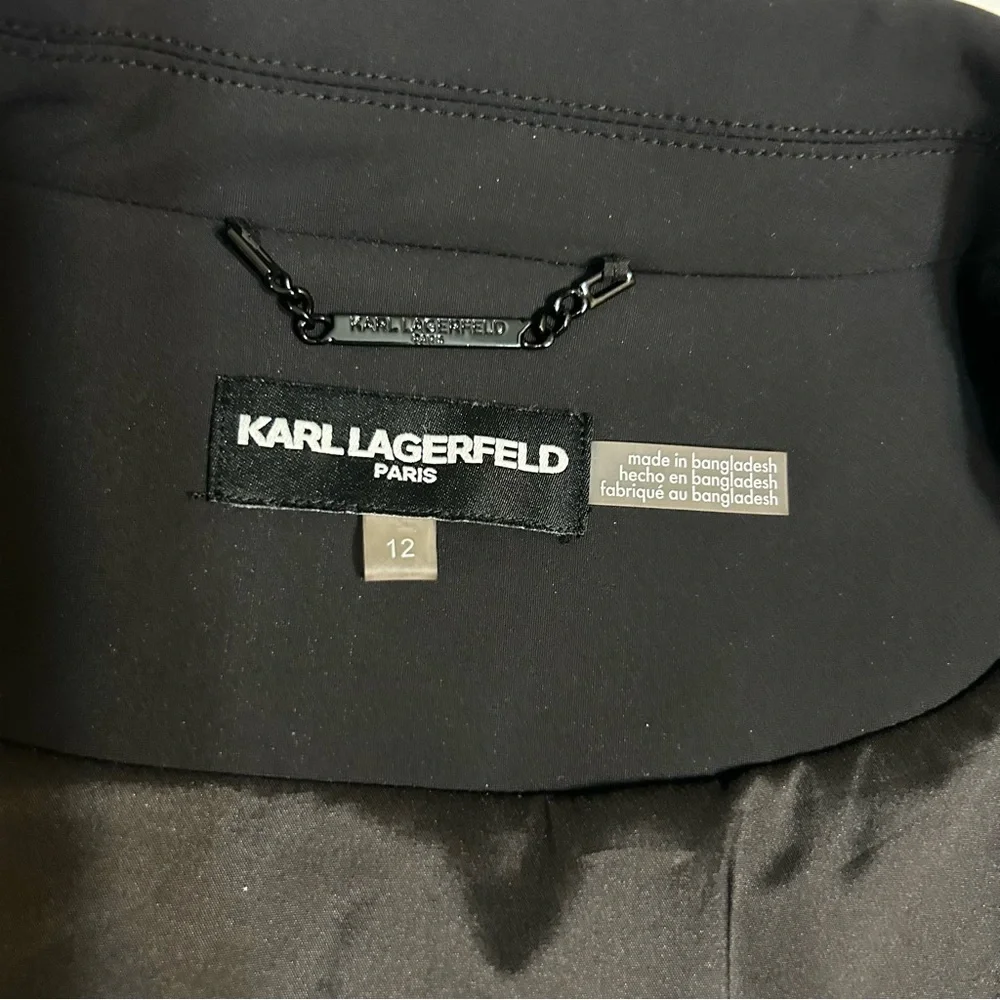 Karl Lagerfeld Corset Waist Blazer Womens 12 Black Hook and Eye Fitted Business - Picture 9 of 11